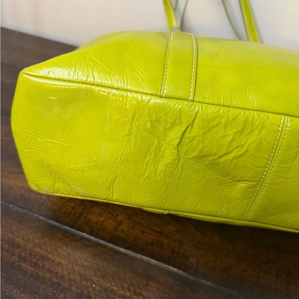 Vintage Coach Lime Green Leather Tote# 9789